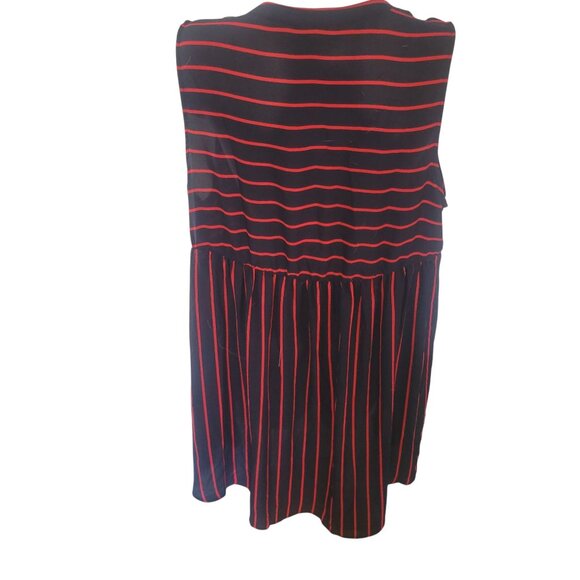 Torrid Sleeveless‎ Black & Red Striped Button-Down Tunic Top Size 2 - Picture 5 of 7